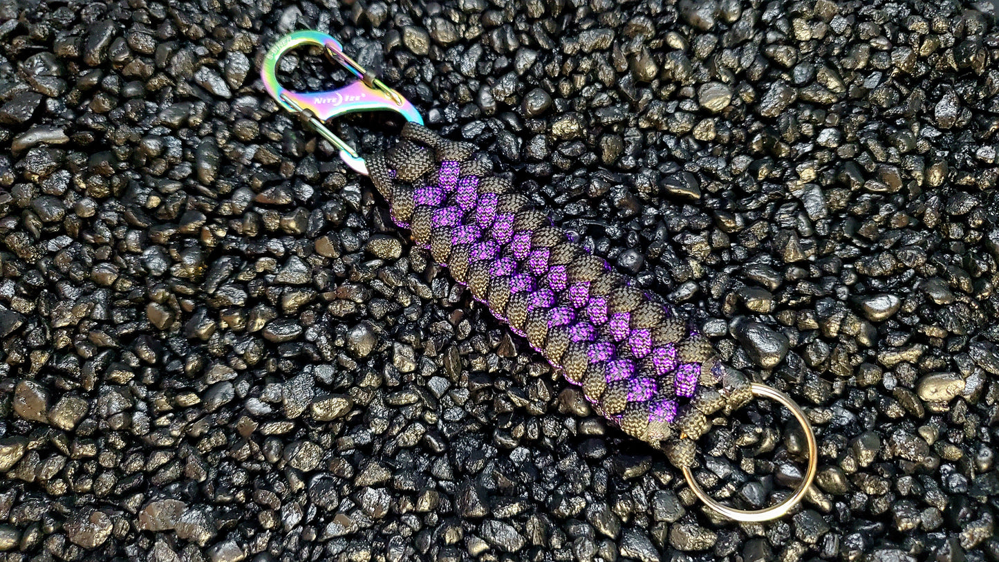 Sanctified Paracord Lanyard/Key Fob (Purple Diamonds/Black)
