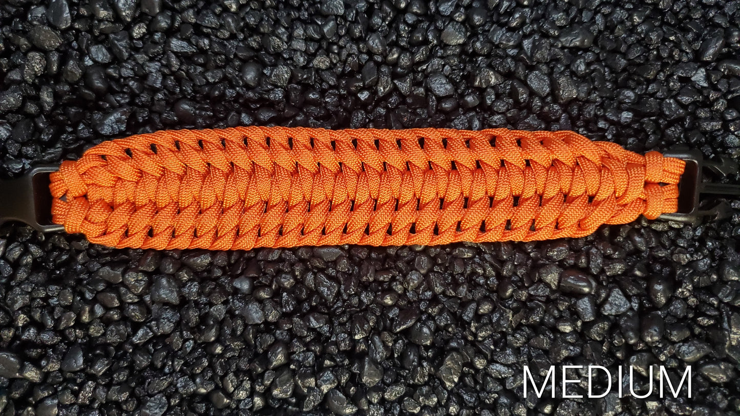 Wide Solomon Burnt Orange Paracord Bracelet Size Medium