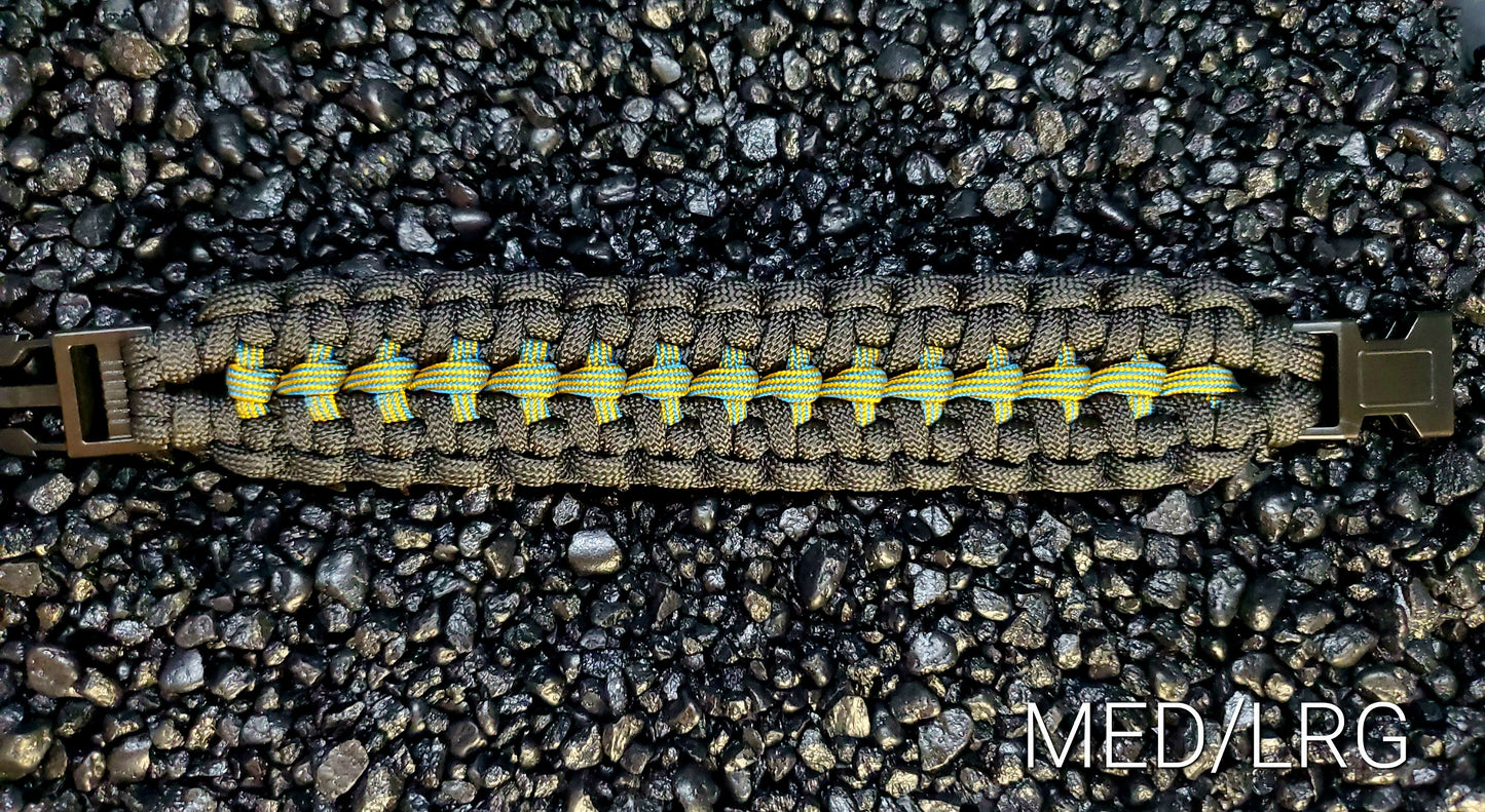 Black/King Tut Trailblazer Paracord Bracelet Size MED/LRG