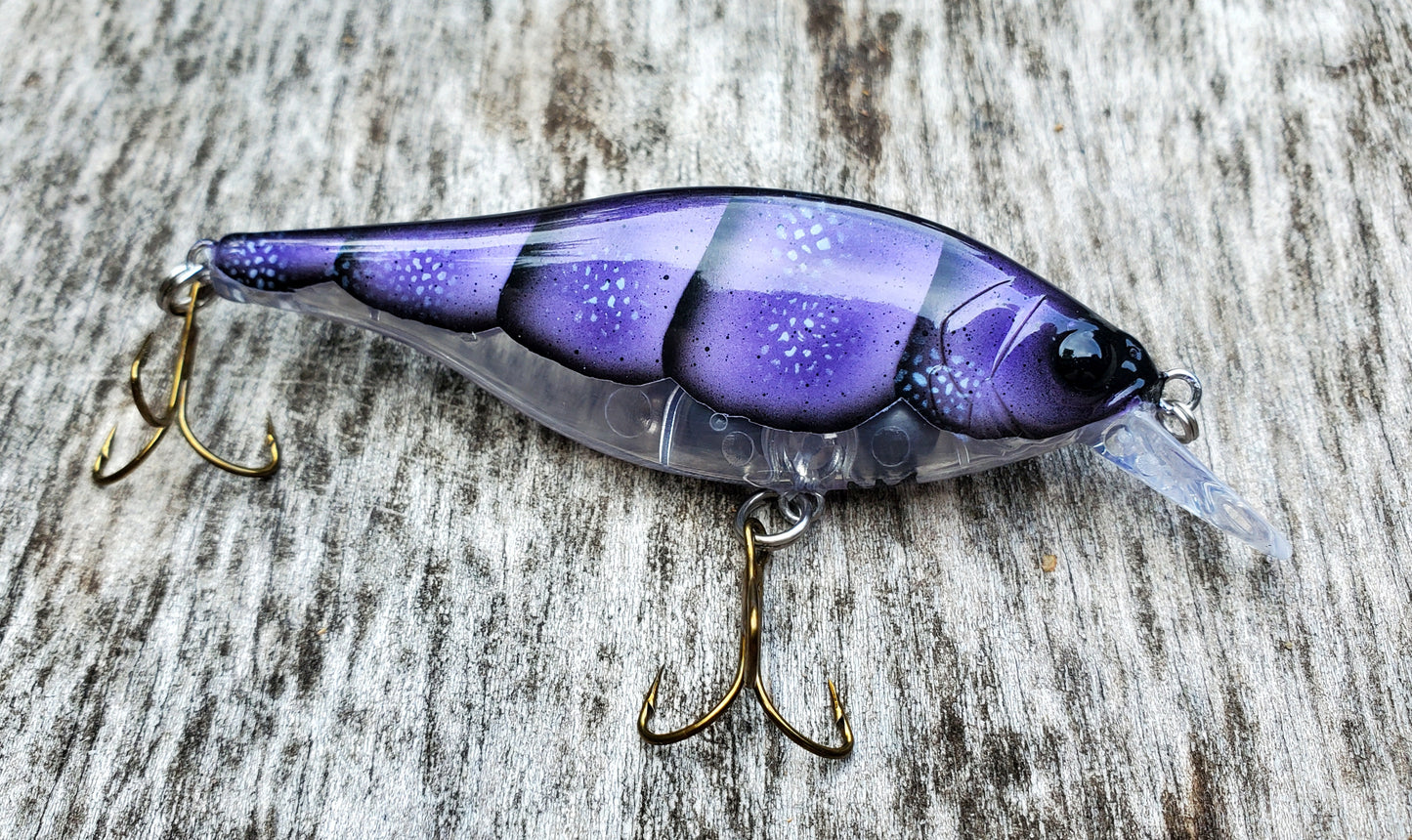 Purple Clear Belly Craw Flatside Jerkbait