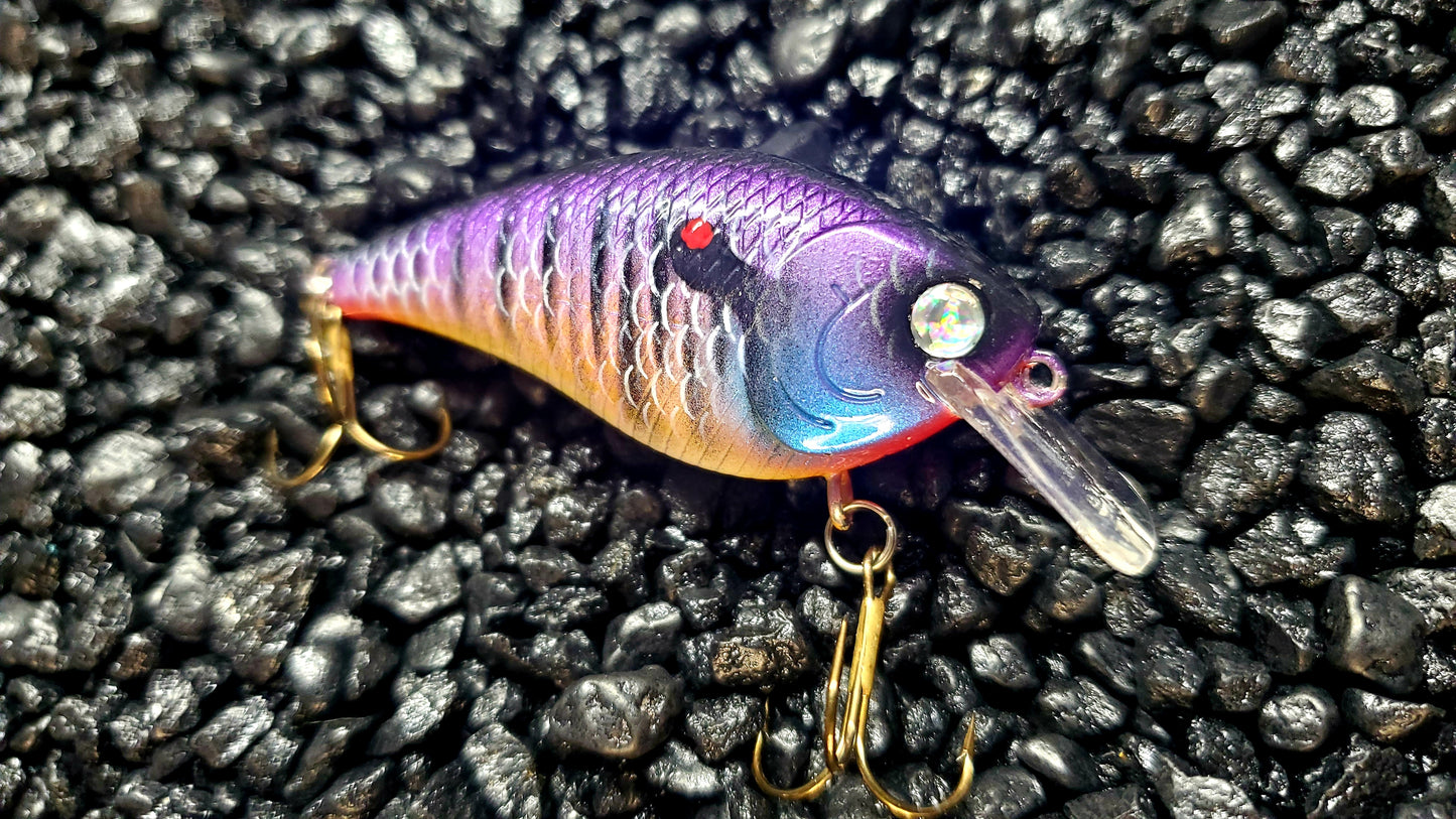 Purple Bluegill Silver Holo Eyes 1.5 Crankbait