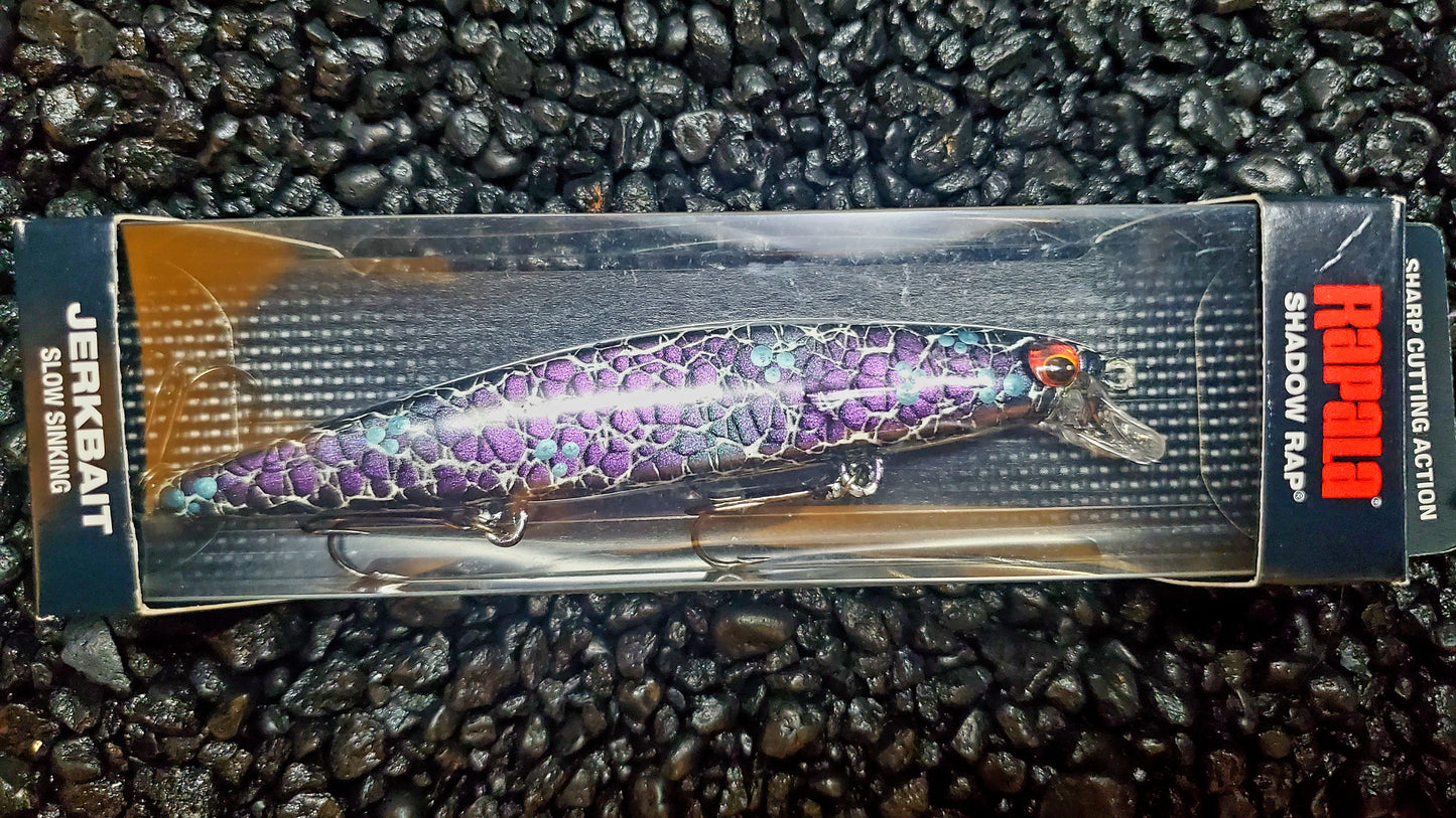 Rapala Shadow Rap Custom Repainted Jerkbait Royal Crackle Pattern