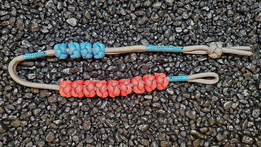 Paracord Pace Counter Ranger Beads (Grey/Blue/Red)