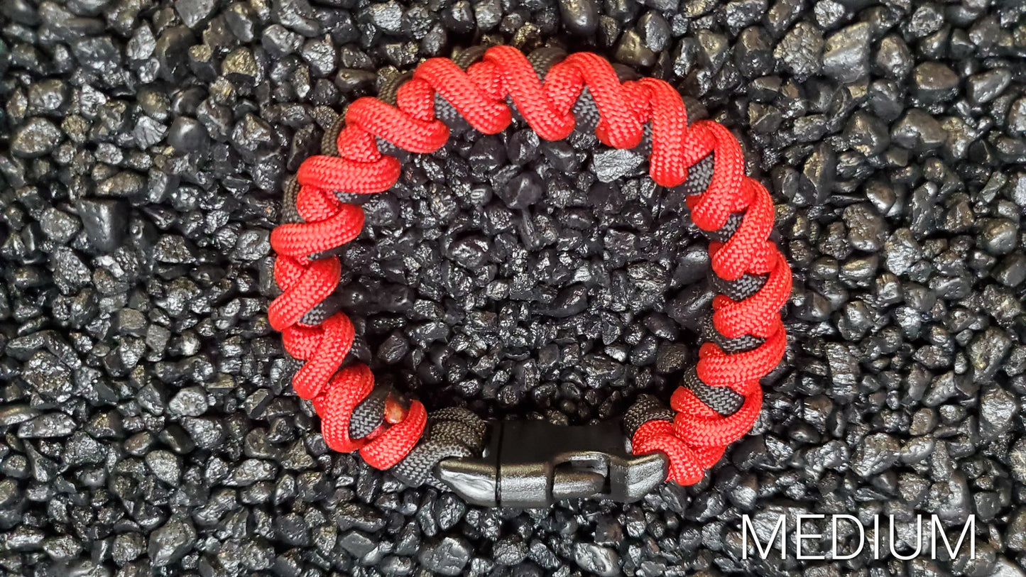 Red/Black Cyclone Paracord Bracelet Size Medium