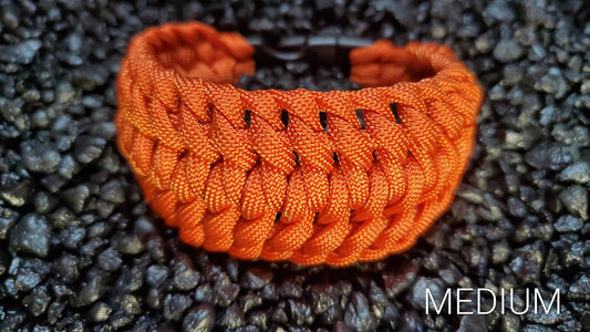Wide Solomon Burnt Orange Paracord Bracelet Size Medium