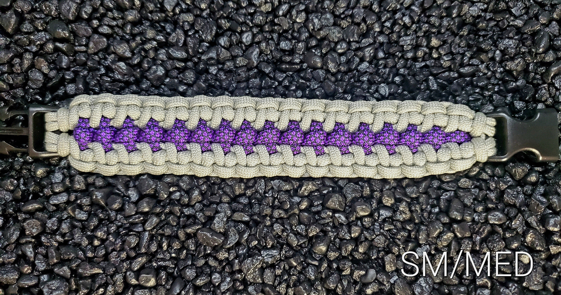 Purple/Grey Knuckle Up Wide Paracord Bracelet Size SM/MD