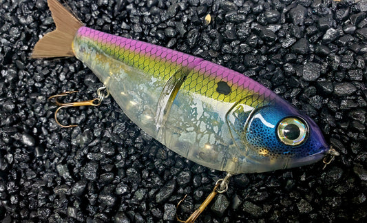 CUSTOMIZED 7" Big Belly Glidebait Goldenberry Ghost Shad