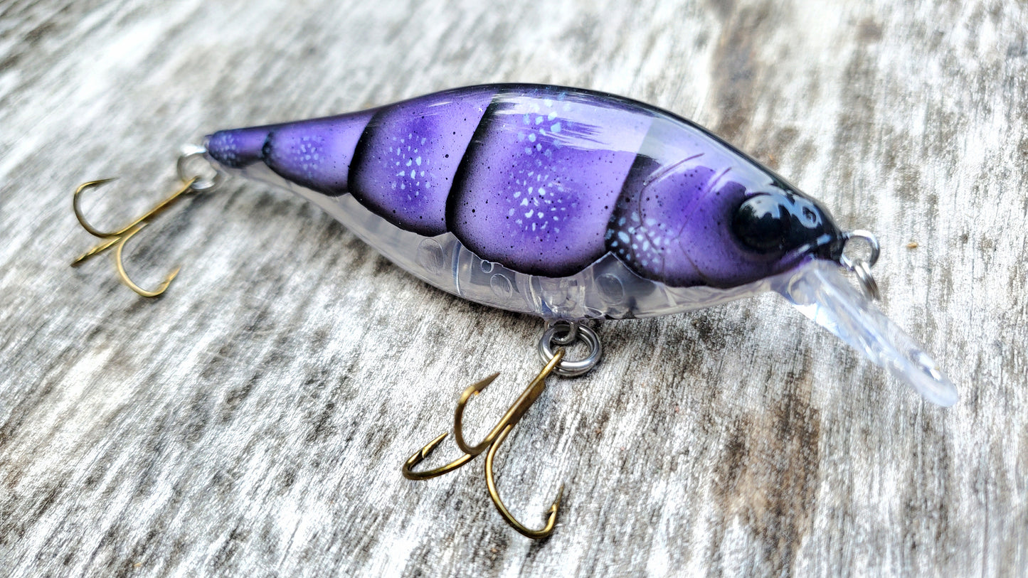 Purple Clear Belly Craw Flatside Jerkbait