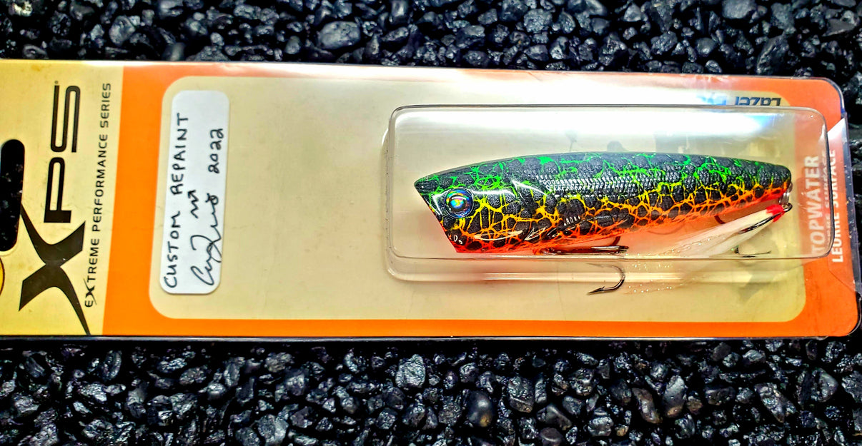 Bass Pro XPS Custom Repainted Popper Neon Lava Pattern – Northwoods Lures