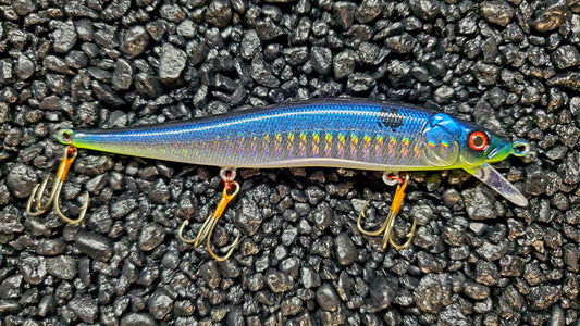 Holographic Red Eyed Cobalt/Chart Shad 110 Jerkbait