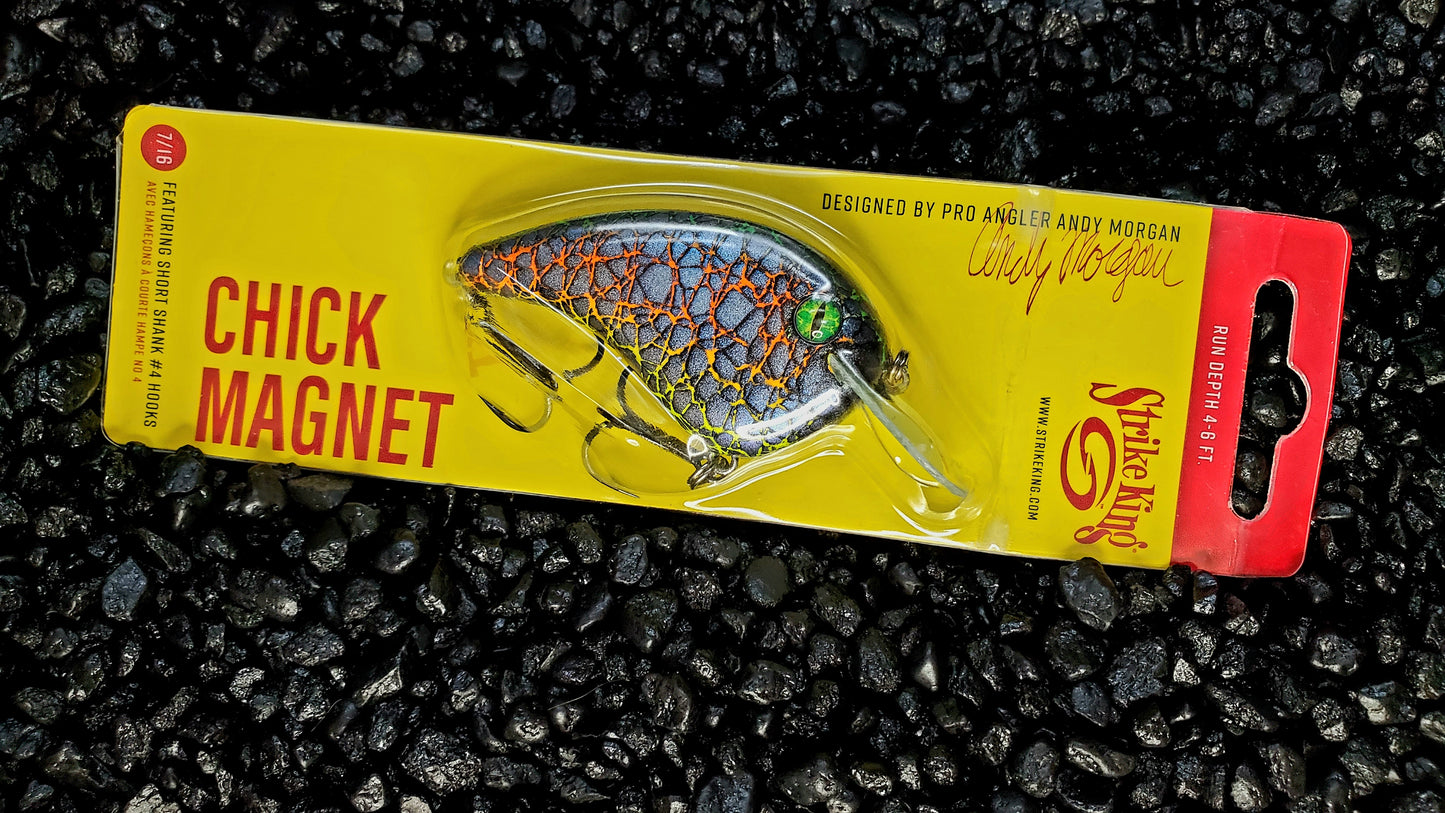 Strike King Chick Magnet Neon Lava Custom Repainted Crankbait